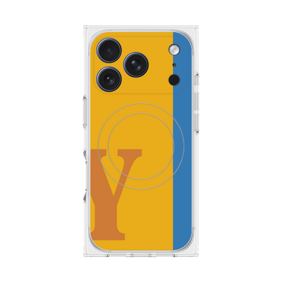 プレミアムスクエアケース with MagSafe［ オリジナル - initial color line - Y orange ］
