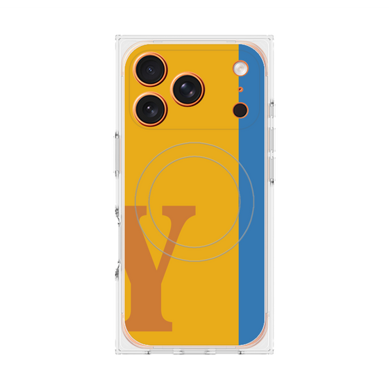 プレミアムスクエアケース with MagSafe［ オリジナル - initial color line - Y orange ］