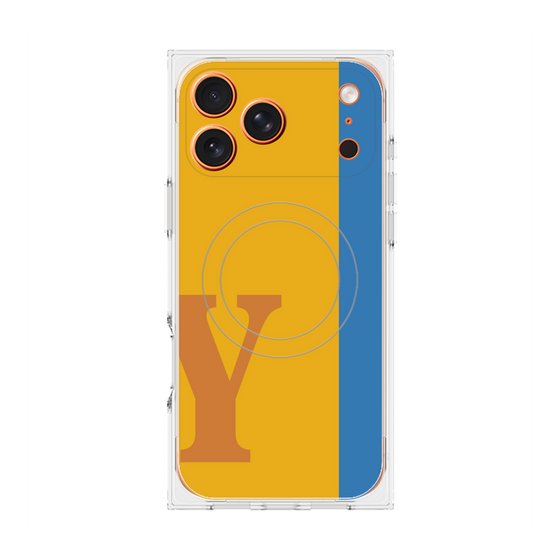 プレミアムスクエアケース with MagSafe［ オリジナル - initial color line - Y orange ］