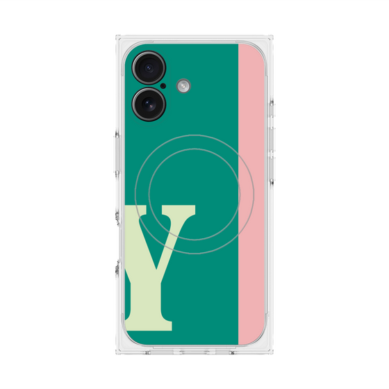 プレミアムスクエアケース with MagSafe［ オリジナル - initial color line - Y green ］