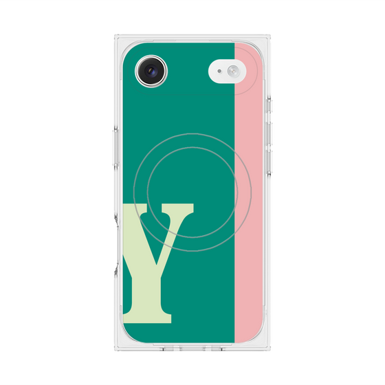 プレミアムスクエアケース with MagSafe［ オリジナル - initial color line - Y green ］