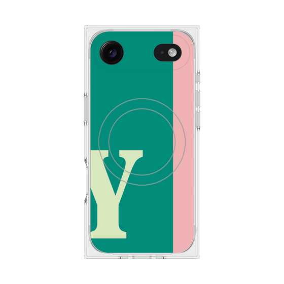 プレミアムスクエアケース with MagSafe［ オリジナル - initial color line - Y green ］