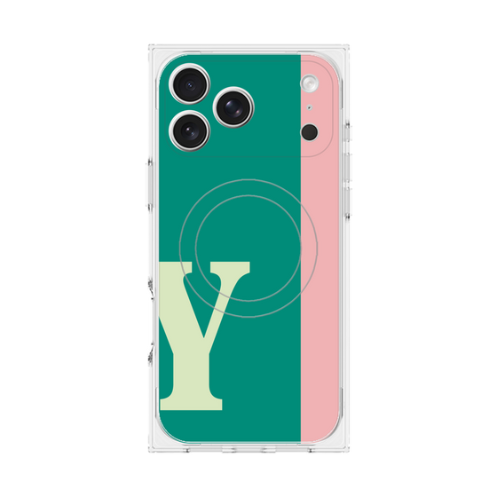 プレミアムスクエアケース with MagSafe［ オリジナル - initial color line - Y green ］