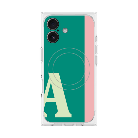 プレミアムスクエアケース with MagSafe［ オリジナル - initial color line - A green ］