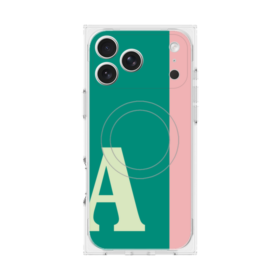 プレミアムスクエアケース with MagSafe［ オリジナル - initial color line - A green ］