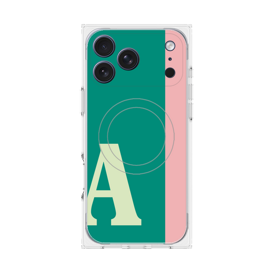 プレミアムスクエアケース with MagSafe［ オリジナル - initial color line - A green ］