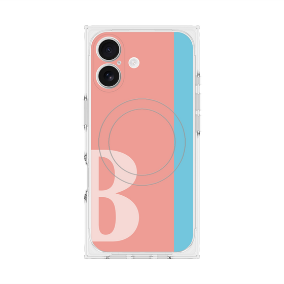 プレミアムスクエアケース with MagSafe［ オリジナル - initial color line - B pink ］