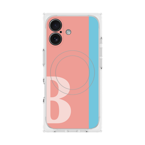 プレミアムスクエアケース with MagSafe［ オリジナル - initial color line - B pink ］