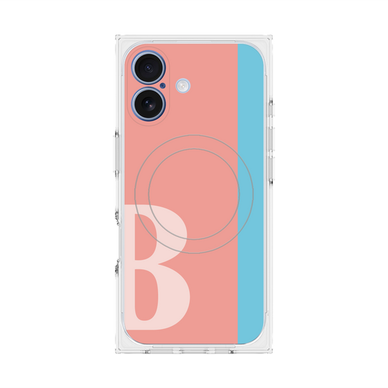 プレミアムスクエアケース with MagSafe［ オリジナル - initial color line - B pink ］