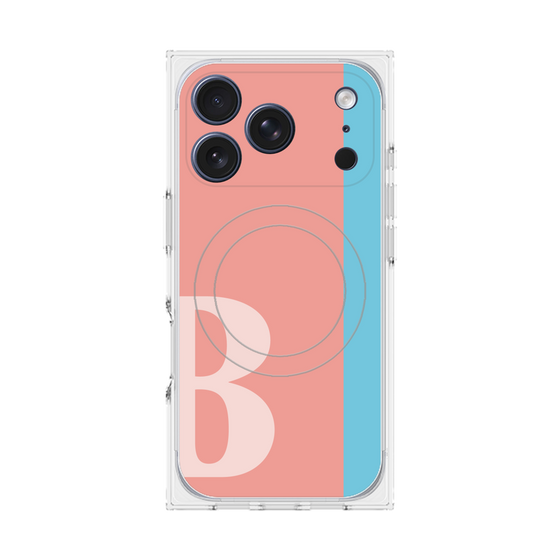 プレミアムスクエアケース with MagSafe［ オリジナル - initial color line - B pink ］
