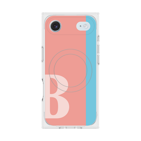 プレミアムスクエアケース with MagSafe［ オリジナル - initial color line - B pink ］
