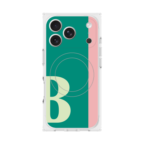 プレミアムスクエアケース with MagSafe［ オリジナル - initial color line - B green ］