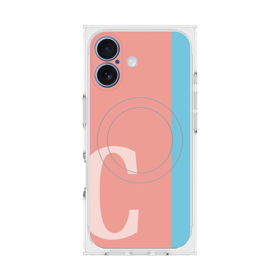 プレミアムスクエアケース with MagSafe［ オリジナル - initial color line - C pink ］