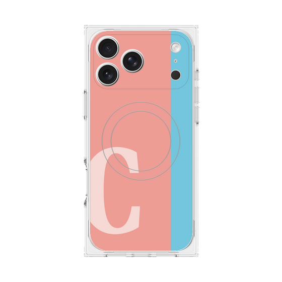 プレミアムスクエアケース with MagSafe［ オリジナル - initial color line - C pink ］
