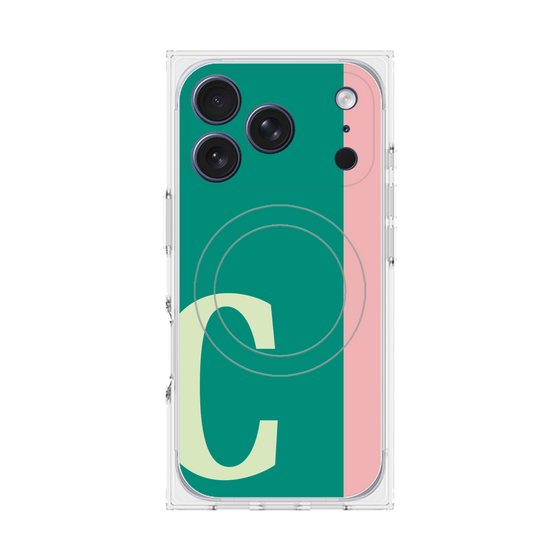 プレミアムスクエアケース with MagSafe［ オリジナル - initial color line - C green ］