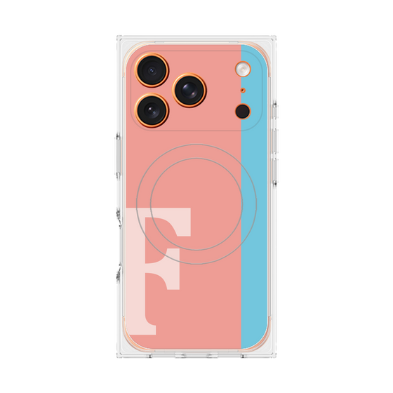 プレミアムスクエアケース with MagSafe［ オリジナル - initial color line - F pink ］
