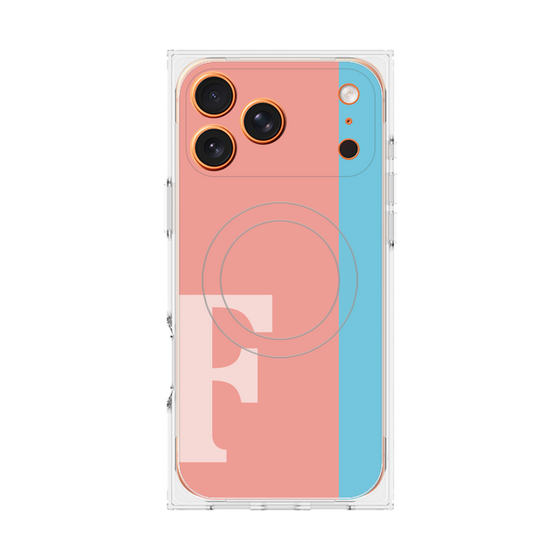 プレミアムスクエアケース with MagSafe［ オリジナル - initial color line - F pink ］