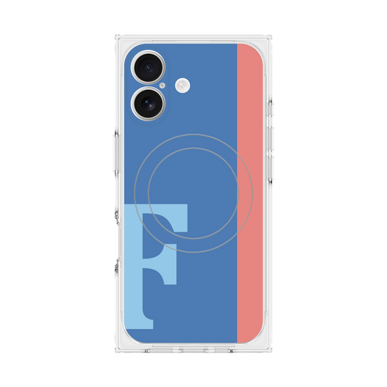 プレミアムスクエアケース with MagSafe［ オリジナル - initial color line - F blue ］