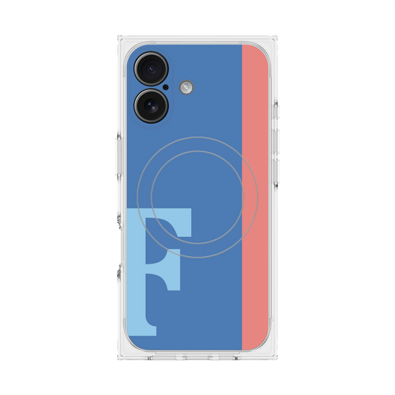 プレミアムスクエアケース with MagSafe［ オリジナル - initial color line - F blue ］