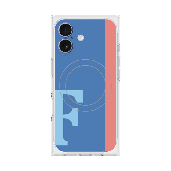 プレミアムスクエアケース with MagSafe［ オリジナル - initial color line - F blue ］