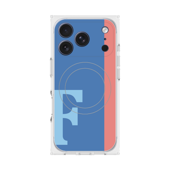 プレミアムスクエアケース with MagSafe［ オリジナル - initial color line - F blue ］