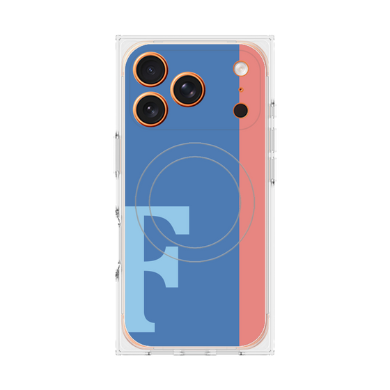 プレミアムスクエアケース with MagSafe［ オリジナル - initial color line - F blue ］