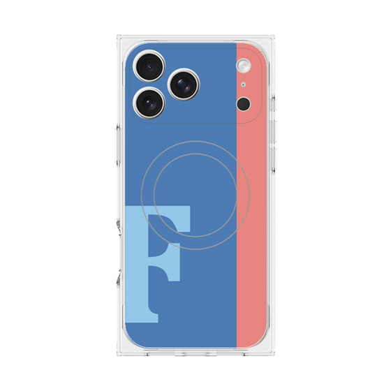 プレミアムスクエアケース with MagSafe［ オリジナル - initial color line - F blue ］