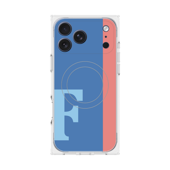 プレミアムスクエアケース with MagSafe［ オリジナル - initial color line - F blue ］