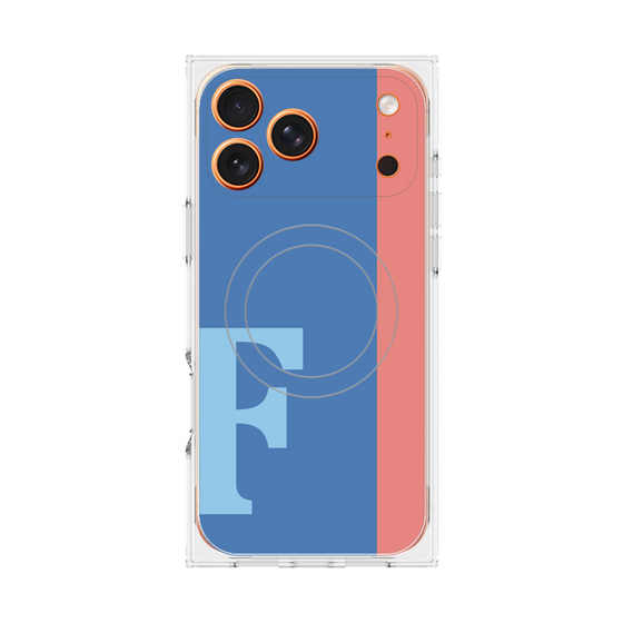 プレミアムスクエアケース with MagSafe［ オリジナル - initial color line - F blue ］