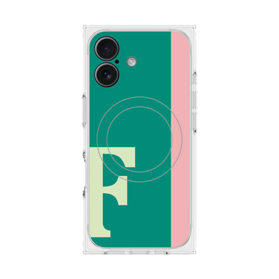 プレミアムスクエアケース with MagSafe［ オリジナル - initial color line - F green ］