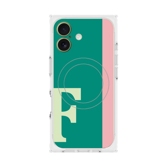 プレミアムスクエアケース with MagSafe［ オリジナル - initial color line - F green ］