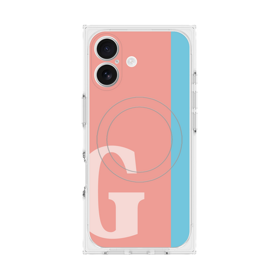 プレミアムスクエアケース with MagSafe［ オリジナル - initial color line - G pink ］