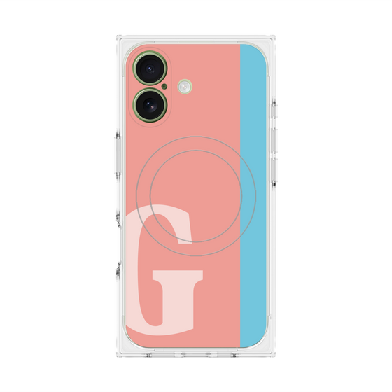 プレミアムスクエアケース with MagSafe［ オリジナル - initial color line - G pink ］