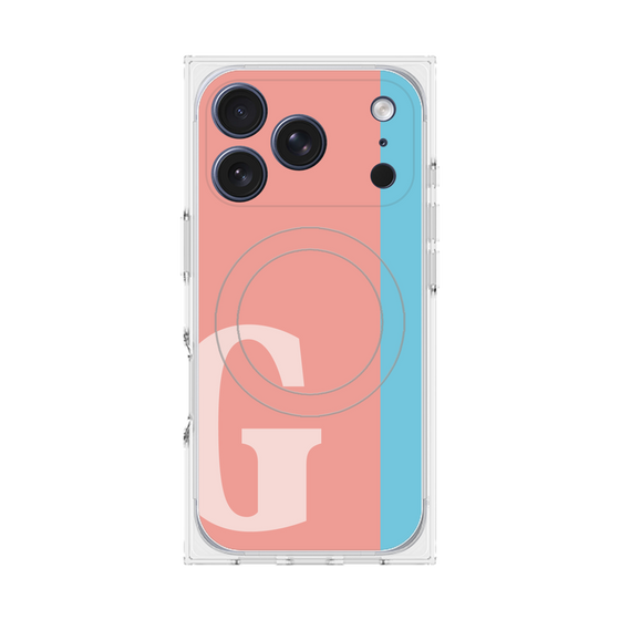 プレミアムスクエアケース with MagSafe［ オリジナル - initial color line - G pink ］