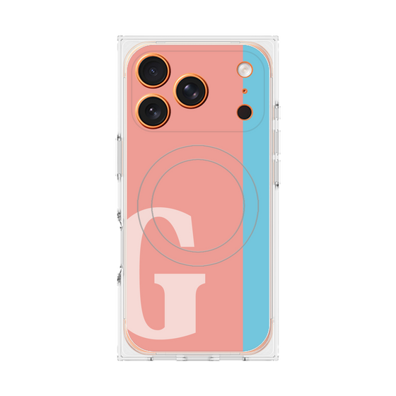 プレミアムスクエアケース with MagSafe［ オリジナル - initial color line - G pink ］