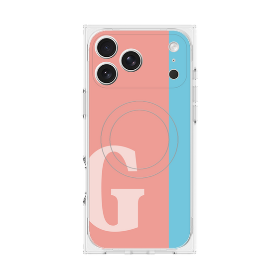 プレミアムスクエアケース with MagSafe［ オリジナル - initial color line - G pink ］