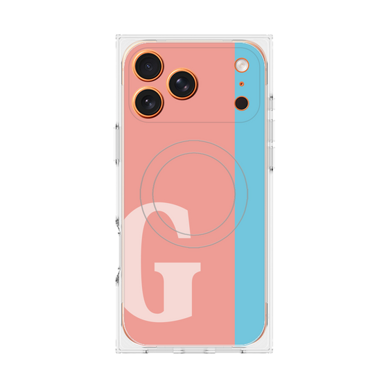 プレミアムスクエアケース with MagSafe［ オリジナル - initial color line - G pink ］