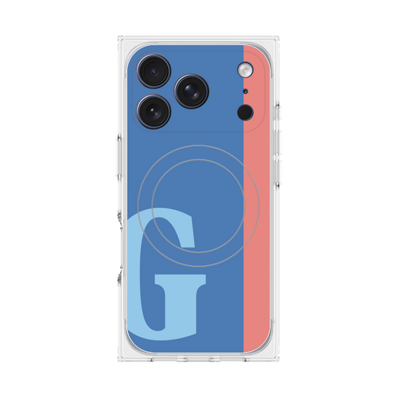 プレミアムスクエアケース with MagSafe［ オリジナル - initial color line - G blue ］