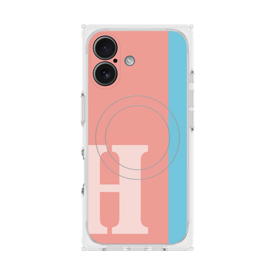 プレミアムスクエアケース with MagSafe［ オリジナル - initial color line - H pink ］