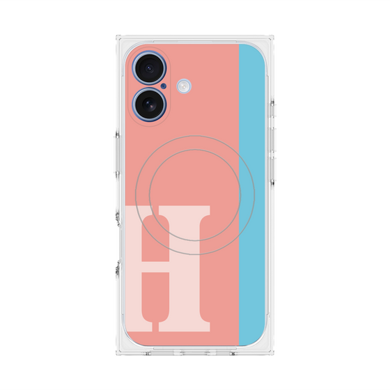 プレミアムスクエアケース with MagSafe［ オリジナル - initial color line - H pink ］