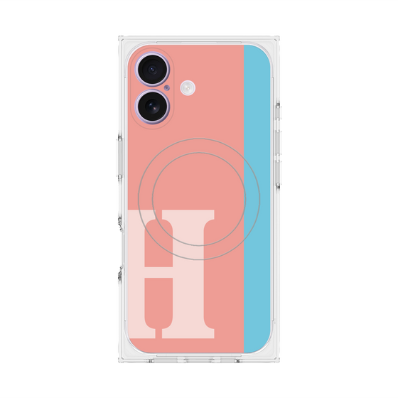 プレミアムスクエアケース with MagSafe［ オリジナル - initial color line - H pink ］