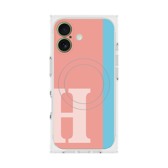 プレミアムスクエアケース with MagSafe［ オリジナル - initial color line - H pink ］