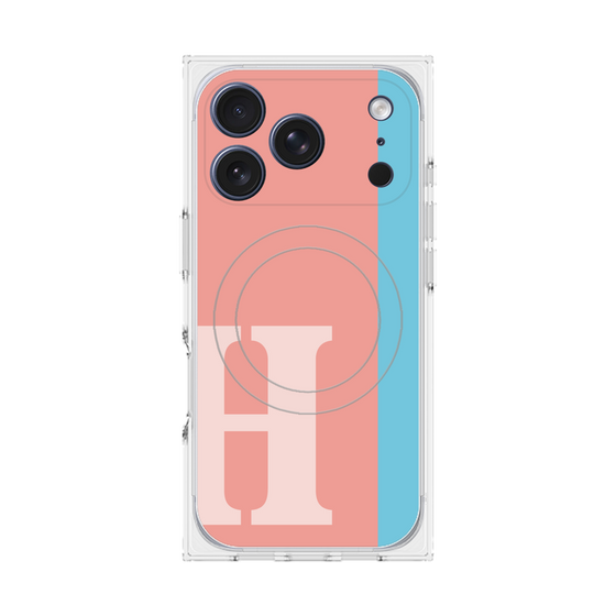 プレミアムスクエアケース with MagSafe［ オリジナル - initial color line - H pink ］