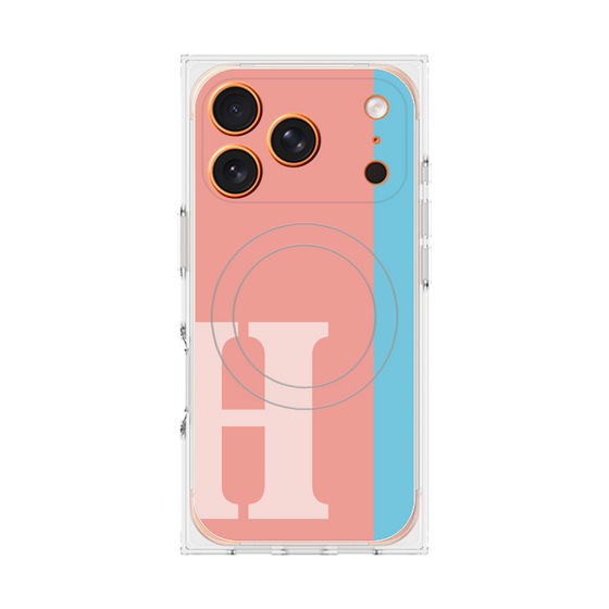 プレミアムスクエアケース with MagSafe［ オリジナル - initial color line - H pink ］