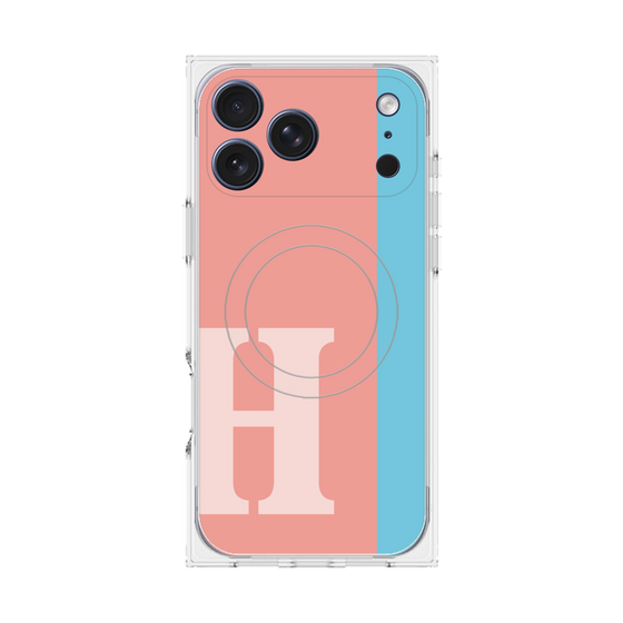 プレミアムスクエアケース with MagSafe［ オリジナル - initial color line - H pink ］
