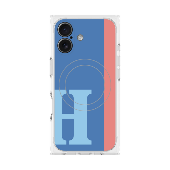 プレミアムスクエアケース with MagSafe［ オリジナル - initial color line - H blue ］