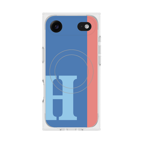プレミアムスクエアケース with MagSafe［ オリジナル - initial color line - H blue ］