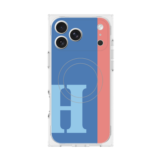 プレミアムスクエアケース with MagSafe［ オリジナル - initial color line - H blue ］