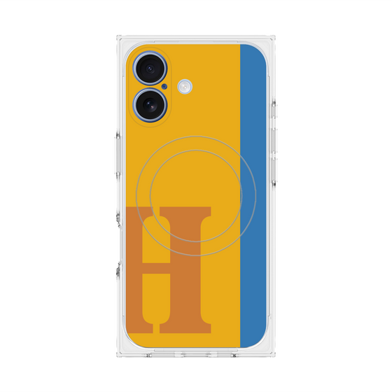 プレミアムスクエアケース with MagSafe［ オリジナル - initial color line - H orange ］