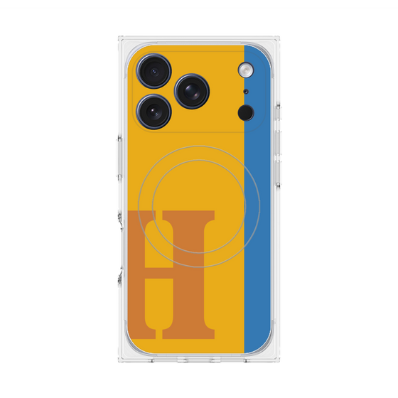 プレミアムスクエアケース with MagSafe［ オリジナル - initial color line - H orange ］